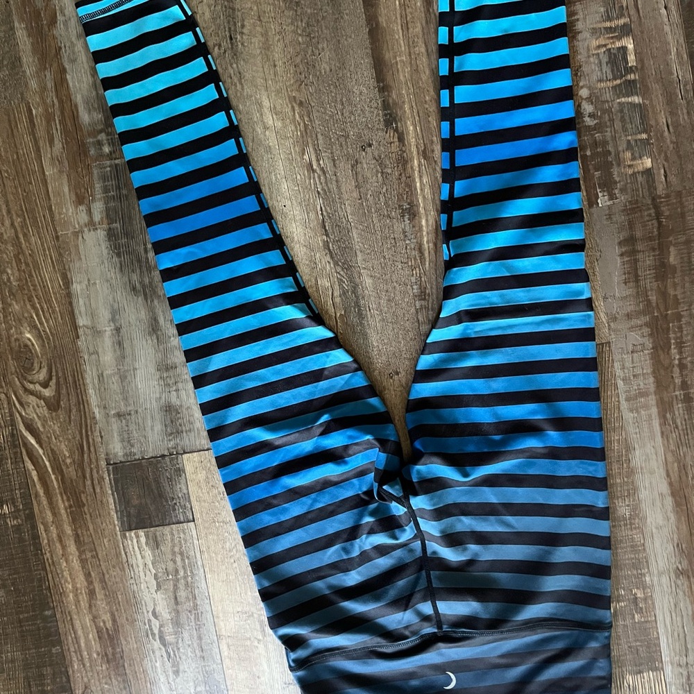 Striped Blue and Black Leggings